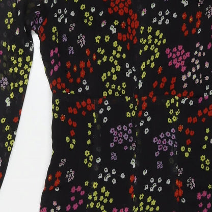 The East Order Womens Black Floral Polyester Maxi Size S V-Neck Pullover