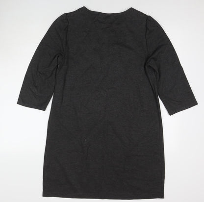 New Look Womens Grey Polyester A-Line Size 14 Round Neck Pullover
