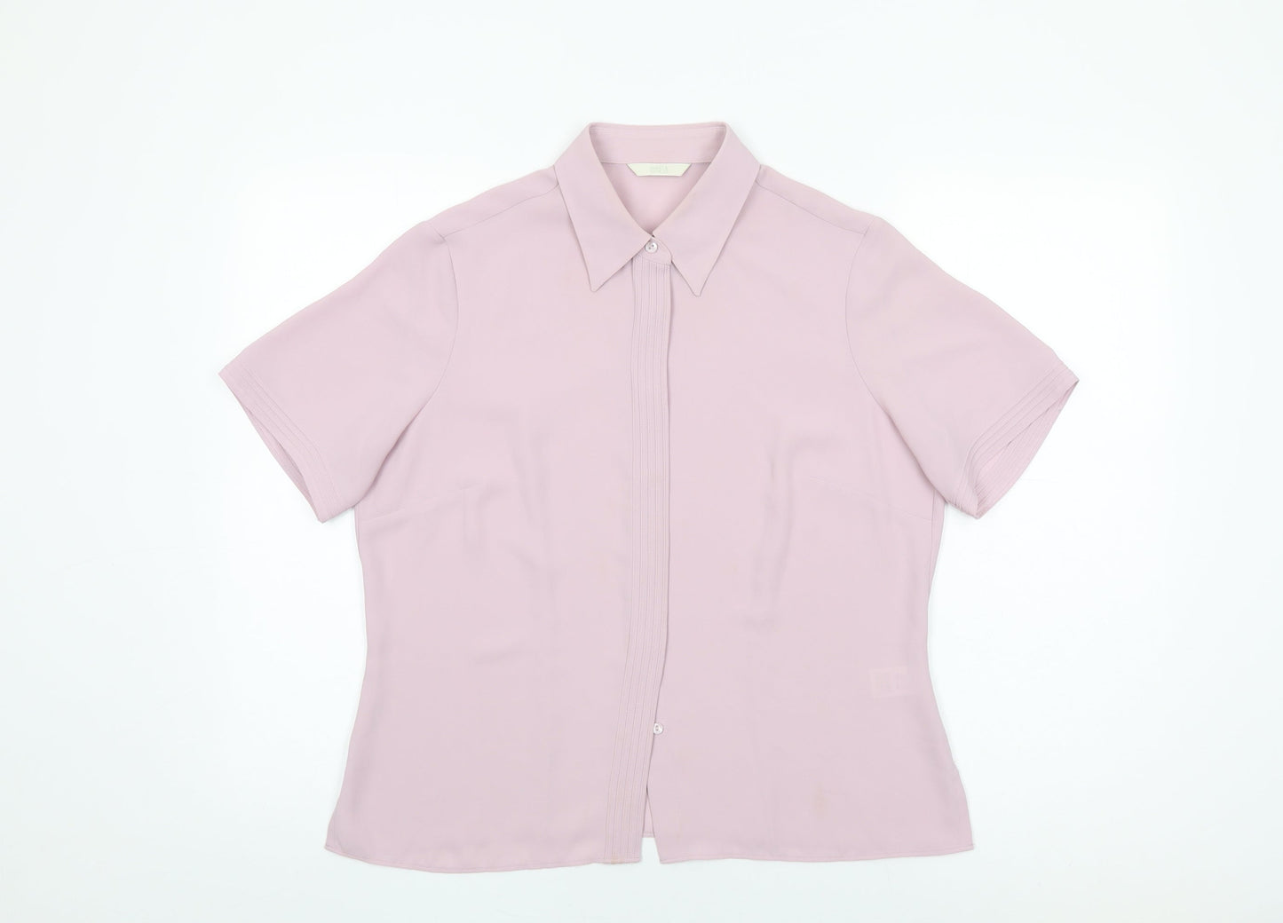 Marks and Spencer Womens Pink Polyester Basic Button-Up Size 14 Collared