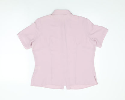Marks and Spencer Womens Pink Polyester Basic Button-Up Size 14 Collared