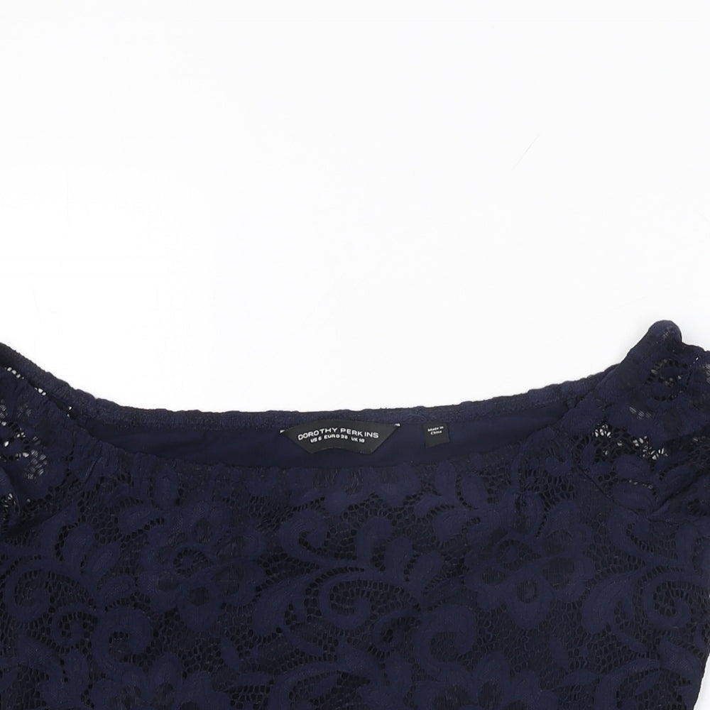 Womens UK Size 10 Dorothy Perkins Blue Basic T-Shirt