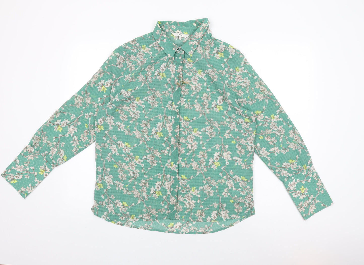 Womens UK Size 14 NEXT Green Basic Button-Up