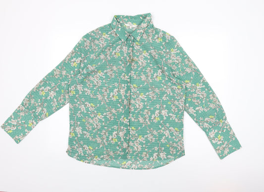 Womens UK Size 14 NEXT Green Basic Button-Up