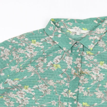 Womens UK Size 14 NEXT Green Basic Button-Up