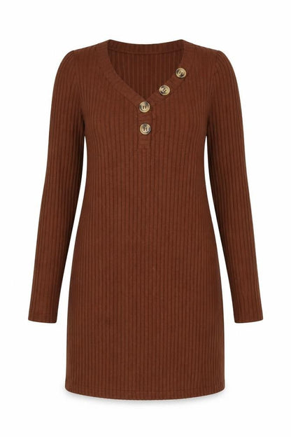Miss Selfridge Womens Brown Polyester Shift Size 14 V-Neck Pullover