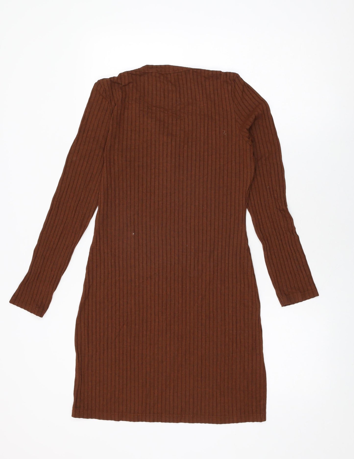 Miss Selfridge Womens Brown Polyester Shift Size 14 V-Neck Pullover
