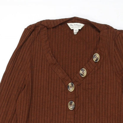 Miss Selfridge Womens Brown Polyester Shift Size 14 V-Neck Pullover