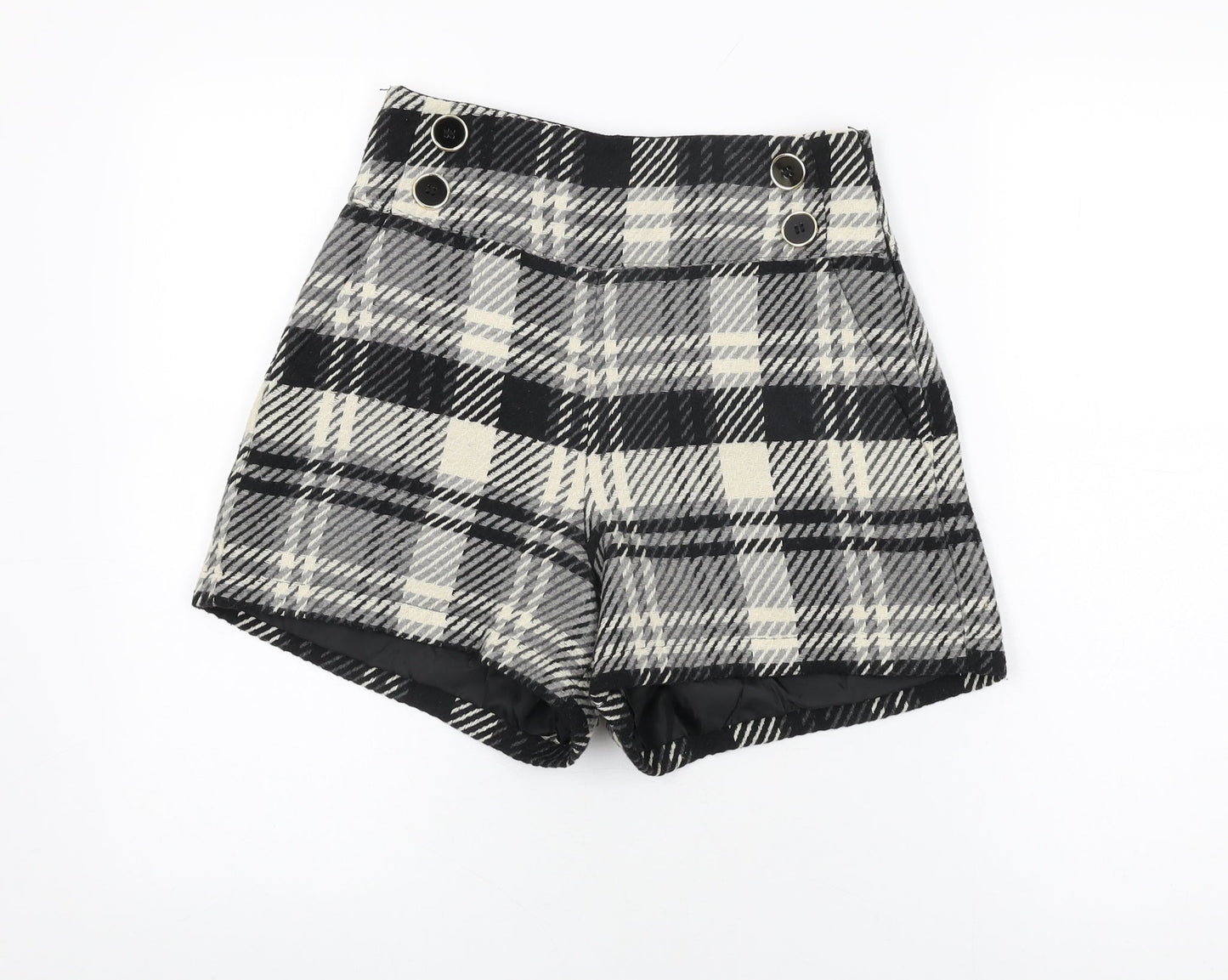 River Island Womens Black Geometric Polyester Basic Shorts Size 8 L4.5 in Regular Zip