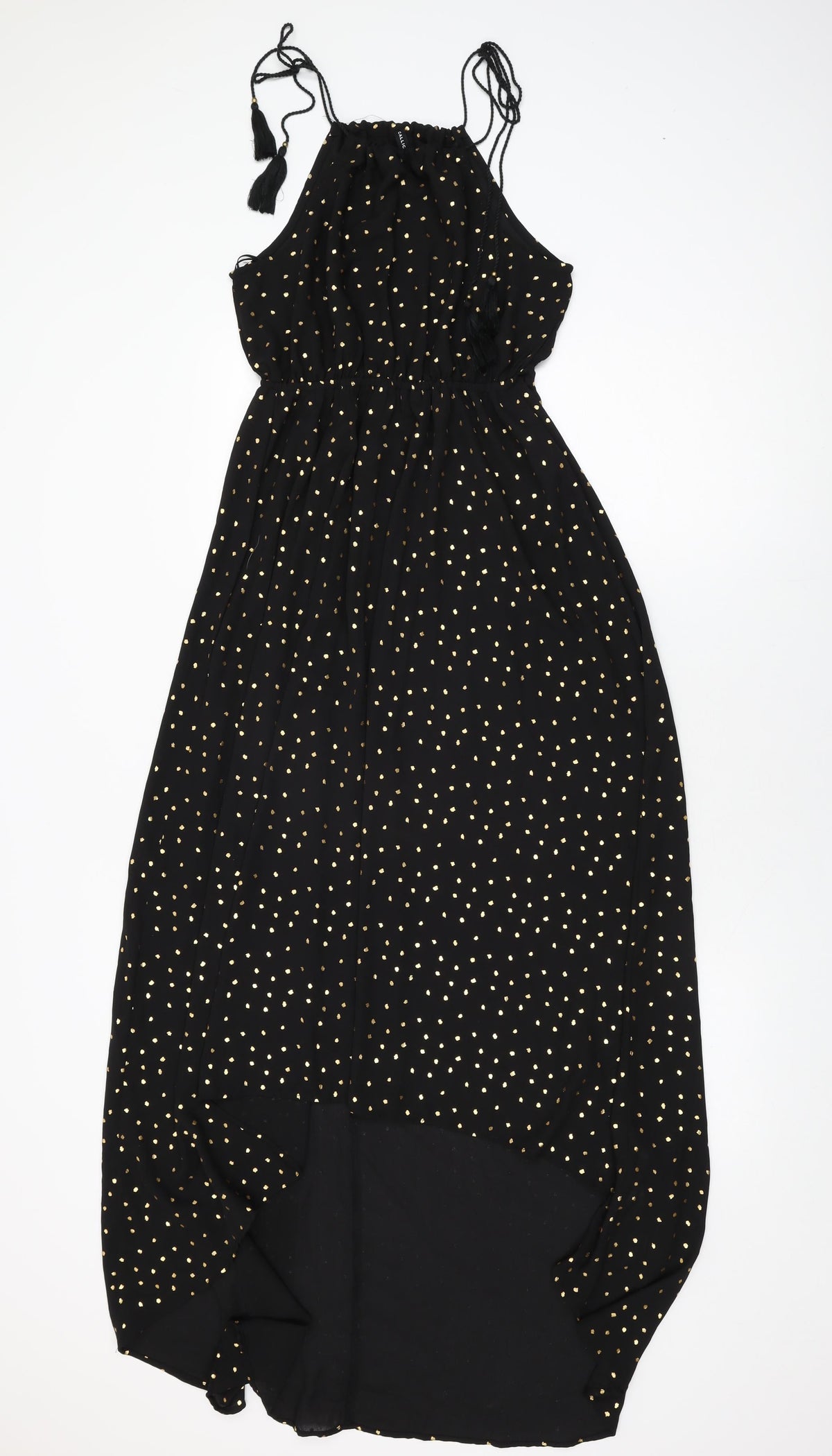 Calliope Womens Black Polka Dot Polyester Shift Size M Round Neck Tie