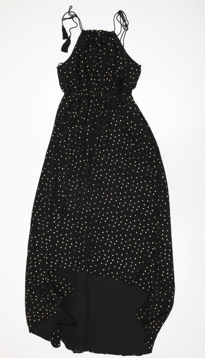 Calliope Womens Black Polka Dot Polyester Shift Size M Round Neck Tie