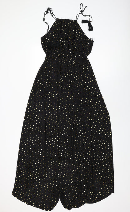 Calliope Womens Black Polka Dot Polyester Shift Size M Round Neck Tie