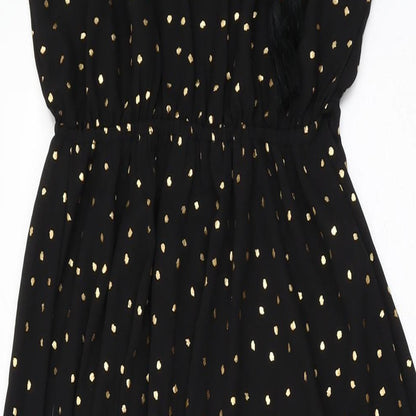 Calliope Womens Black Polka Dot Polyester Shift Size M Round Neck Tie