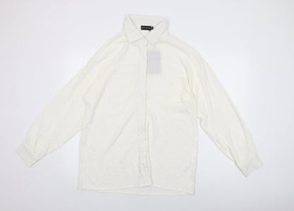Womens UK Size 12 PRETTYLITTLETHING White Basic Button-Up