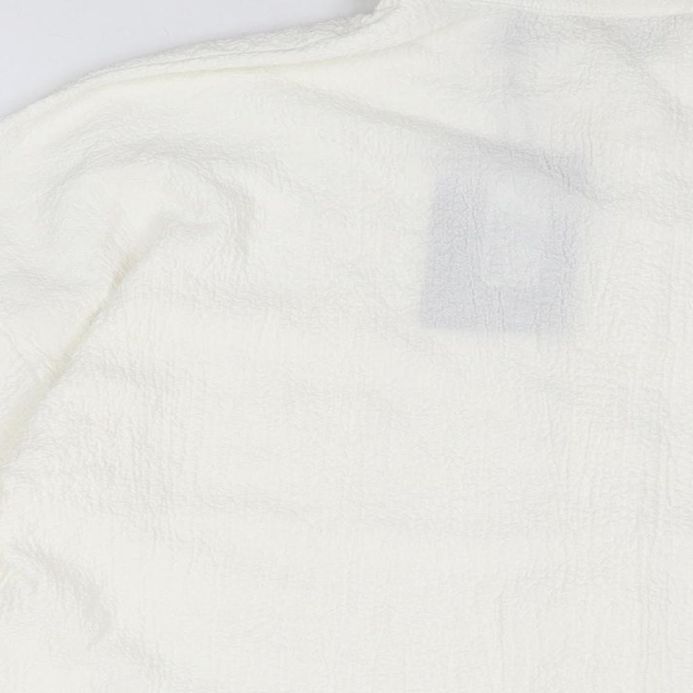 Womens UK Size 12 PRETTYLITTLETHING White Basic Button-Up