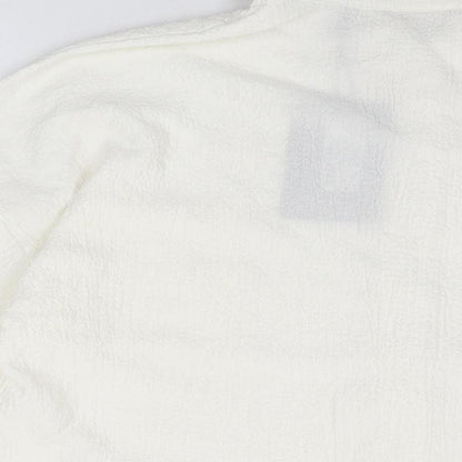 Womens UK Size 12 PRETTYLITTLETHING White Basic Button-Up