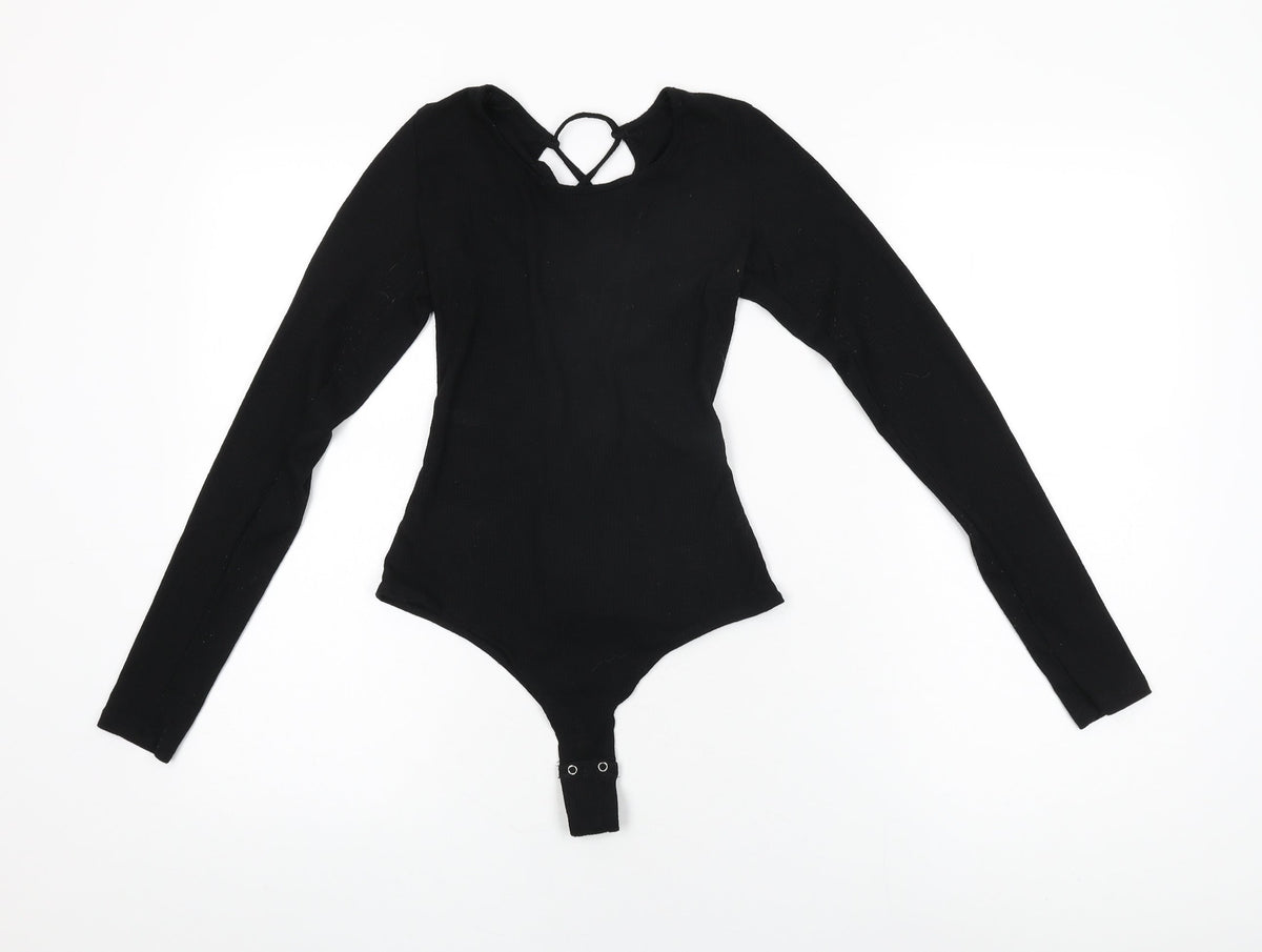 Garage Womens Black Polyester Bodysuit One-Piece Size S Snap