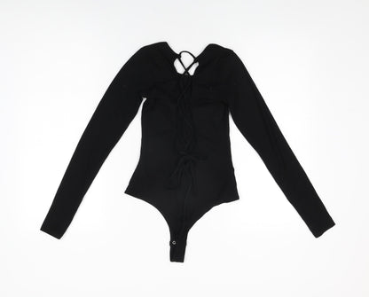 Garage Womens Black Polyester Bodysuit One-Piece Size S Snap