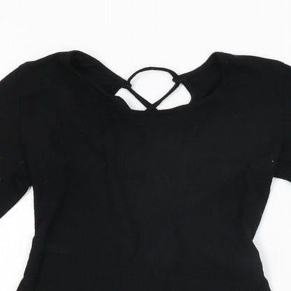 Garage Womens Black Polyester Bodysuit One-Piece Size S Snap