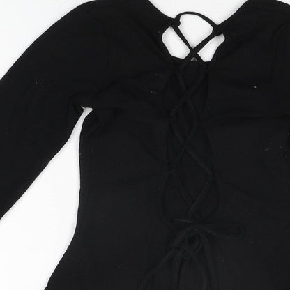 Garage Womens Black Polyester Bodysuit One-Piece Size S Snap