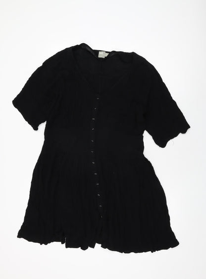 ASOS Womens Black Viscose Shift Size 10 V-Neck Button