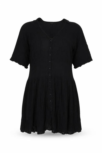 ASOS Womens Black Viscose Shift Size 10 V-Neck Button