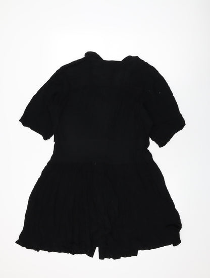 ASOS Womens Black Viscose Shift Size 10 V-Neck Button