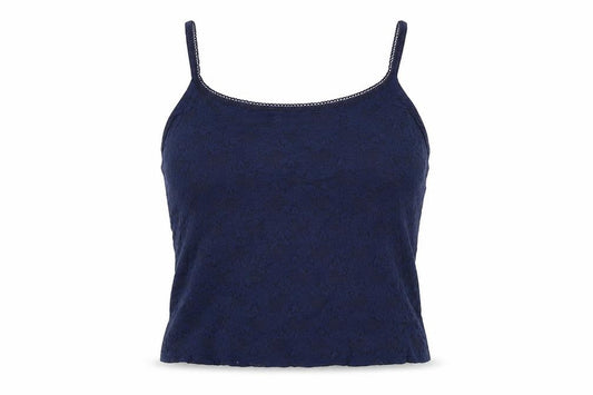 Marks & Spencer Womens Blue Floral Polyamide Cropped T-Shirt Size 12 Round Neck