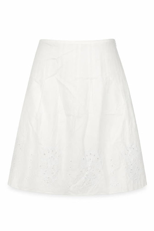 Jones New York Womens White Floral Cotton Swing Skirt Size 8 Zip