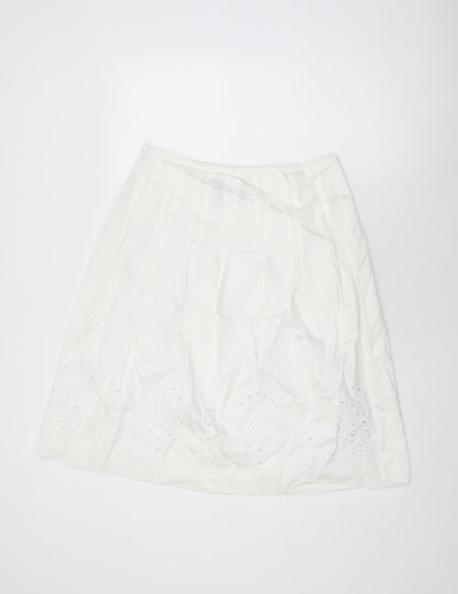 Jones New York Womens White Floral Cotton Swing Skirt Size 8 Zip