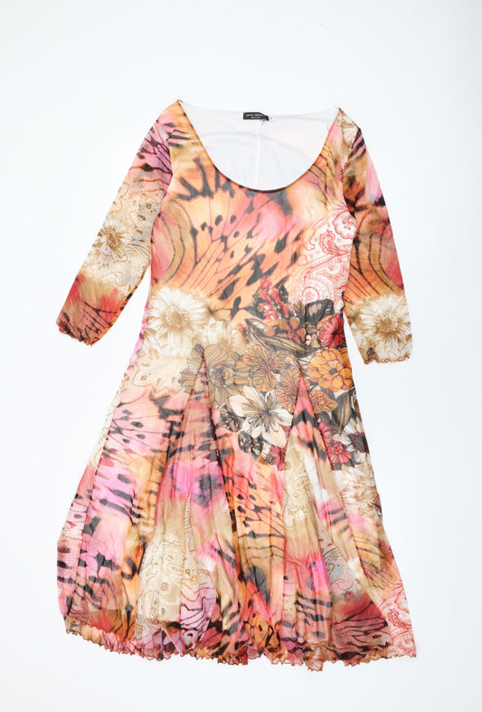 James Lakeland Womens Multicoloured Floral Polyamide Shift Size 18 Scoop Neck Pullover