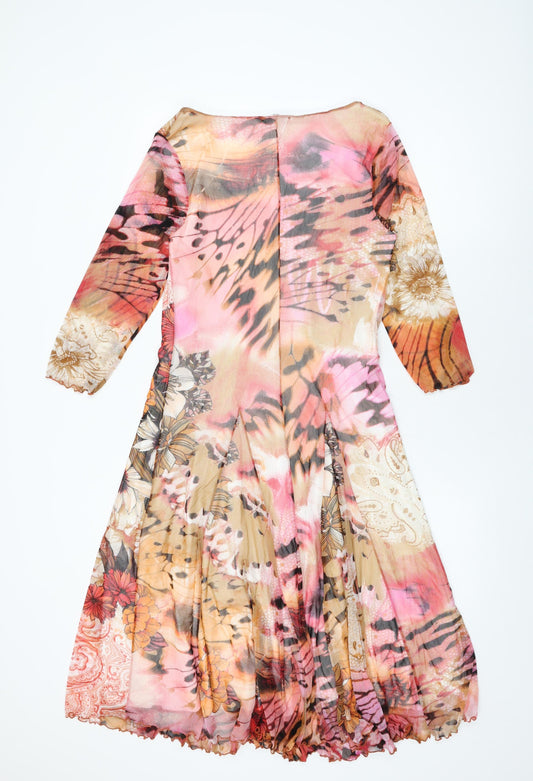 James Lakeland Womens Multicoloured Floral Polyamide Shift Size 18 Scoop Neck Pullover