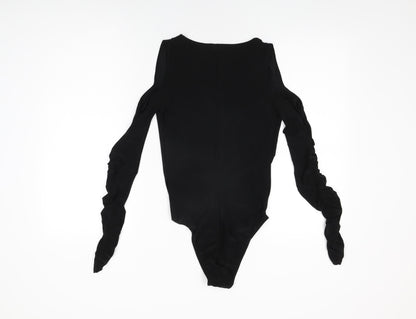 River Island Womens Black Polyester Bodysuit One-Piece Size 10 Snap