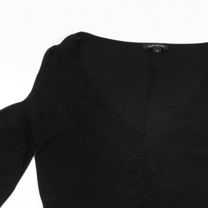 River Island Womens Black Polyester Bodysuit One-Piece Size 10 Snap