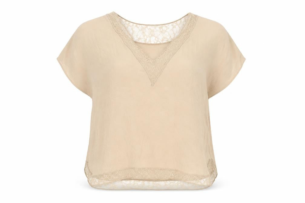 Womens UK Size S Zara Beige Basic Blouse