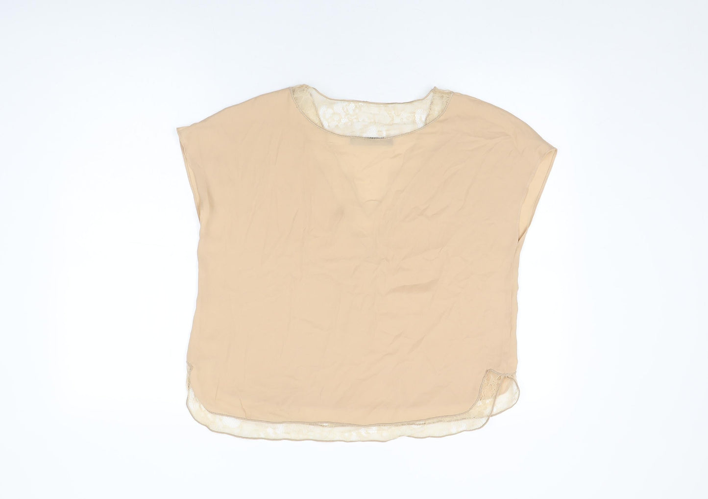 Womens UK Size S Zara Beige Basic Blouse