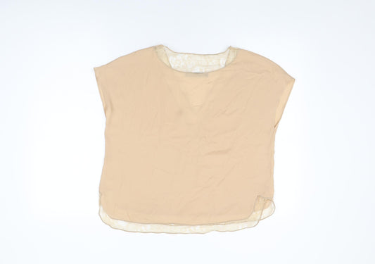 Womens UK Size S Zara Beige Basic Blouse