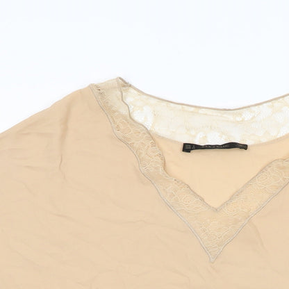 Womens UK Size S Zara Beige Basic Blouse
