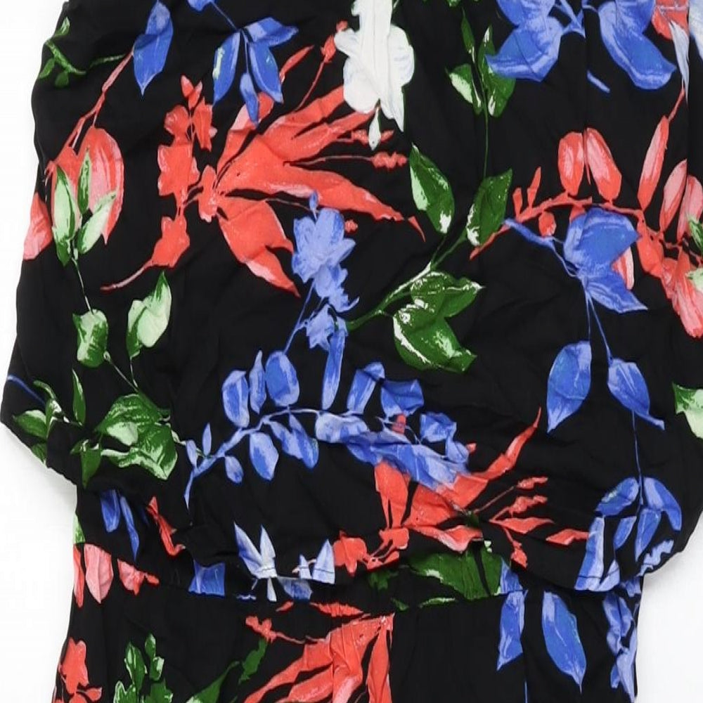 Capsule Womens Black Floral Viscose Maxi Size 14 Round Neck Pullover