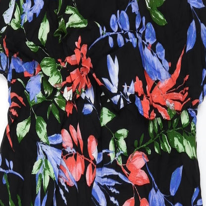 Capsule Womens Black Floral Viscose Maxi Size 14 Round Neck Pullover