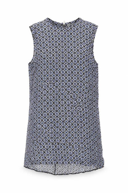 Dorothy Perkins Womens Blue Floral Viscose Shift Size 8 Round Neck Zip