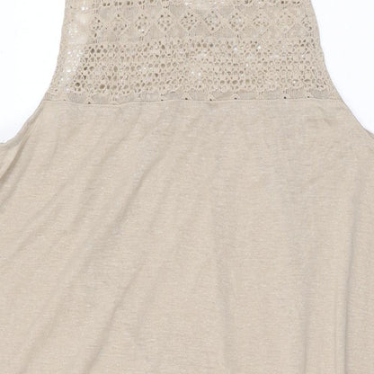 H&M Womens Beige Viscose Shift Size M Round Neck Pullover