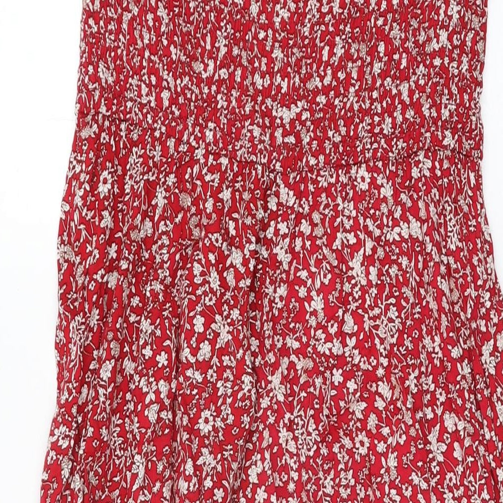 Stella Womens Red Floral Viscose Shift Size 12 Off the Shoulder Pullover