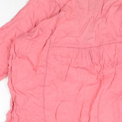 Zara Womens Pink Cotton Basic T-Shirt Size S Round Neck