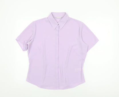 Womens UK Size 14 Marks and Spencer Purple Basic Button-Up