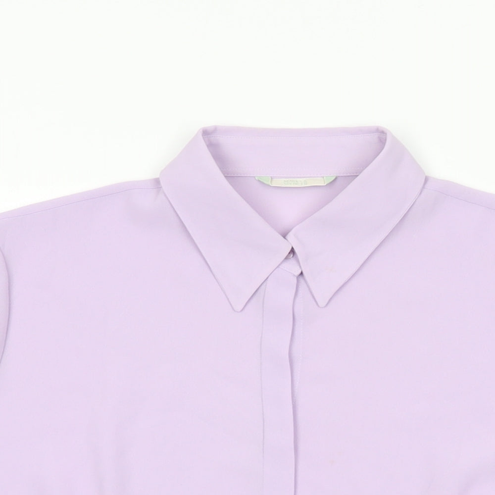 Womens UK Size 14 Marks and Spencer Purple Basic Button-Up