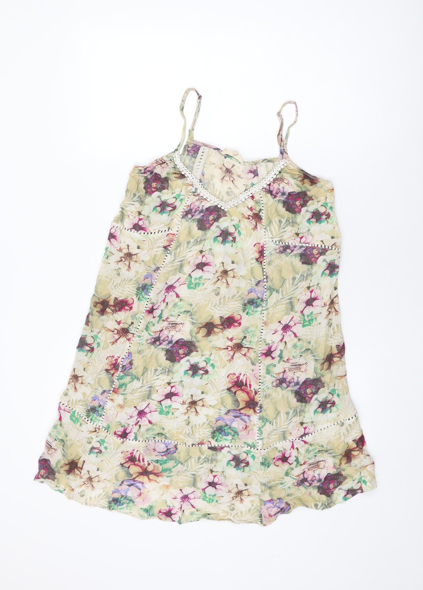 NEXT Womens Multicoloured Floral Viscose Shift Size 12 V-Neck Pullover