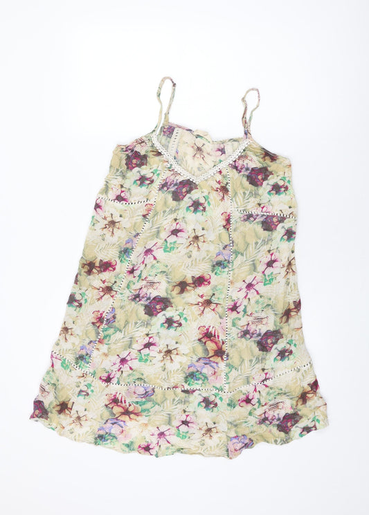 NEXT Womens Multicoloured Floral Viscose Shift Size 12 V-Neck Pullover