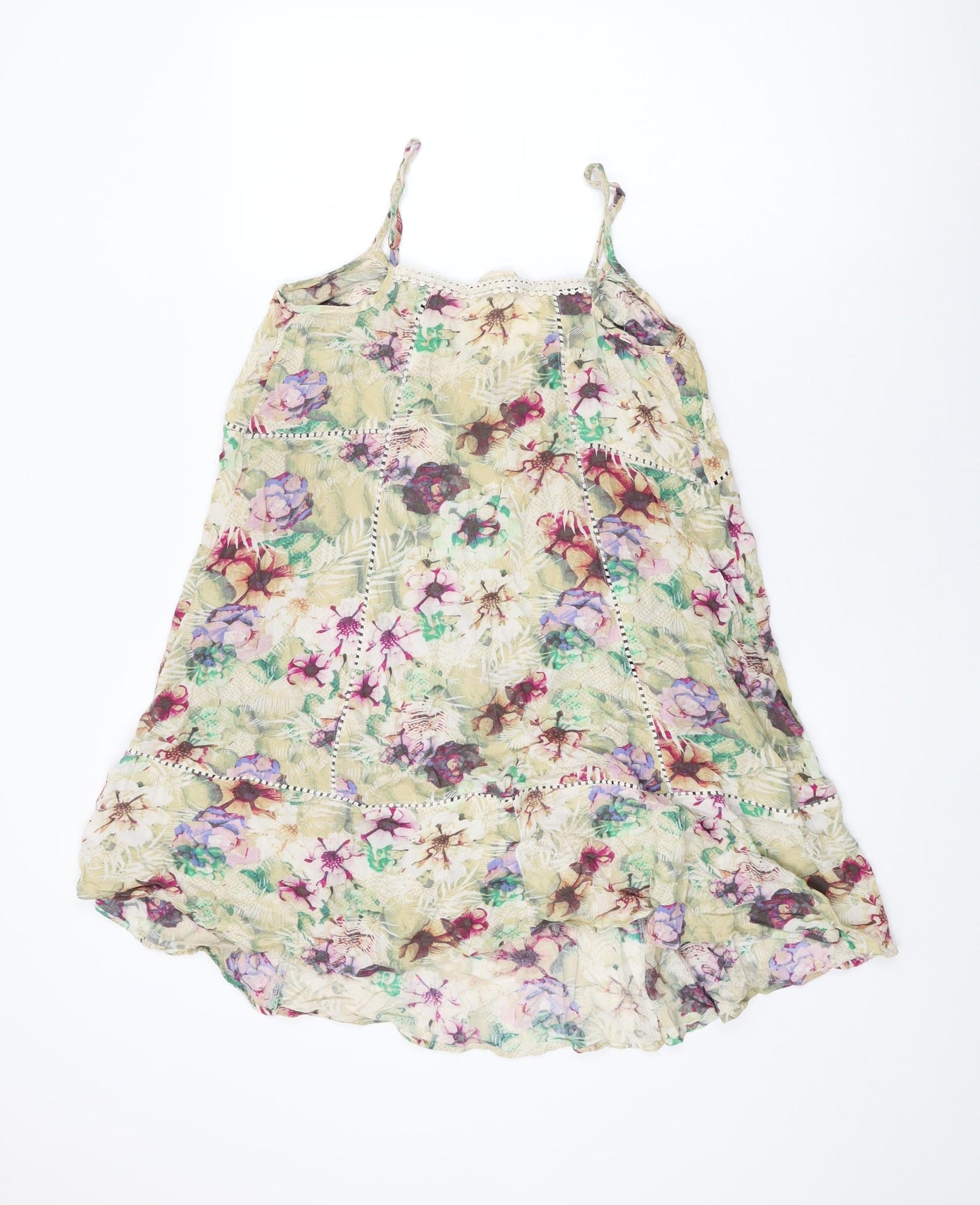 NEXT Womens Multicoloured Floral Viscose Shift Size 12 V-Neck Pullover