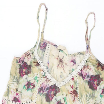 NEXT Womens Multicoloured Floral Viscose Shift Size 12 V-Neck Pullover