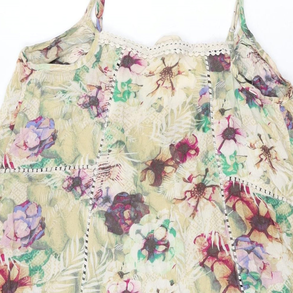 NEXT Womens Multicoloured Floral Viscose Shift Size 12 V-Neck Pullover